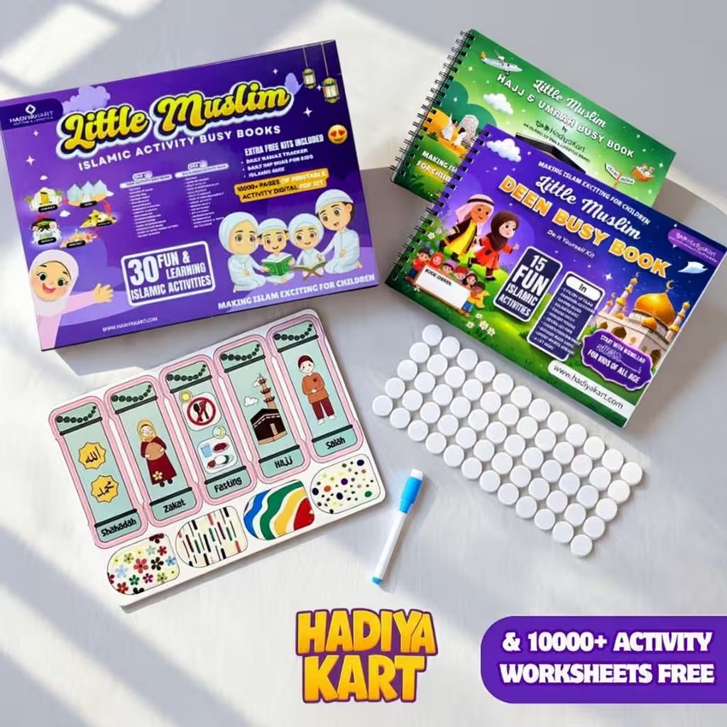 Little Muslim Deen, Hajj & Umrah Busy Books includes 10000+ Islamic Activity Worksheets for Free