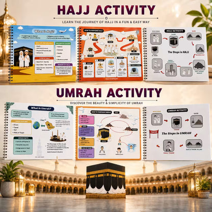 Little Muslim Deen, Hajj & Umrah Busy Books includes 10000+ Islamic Activity Worksheets for Free