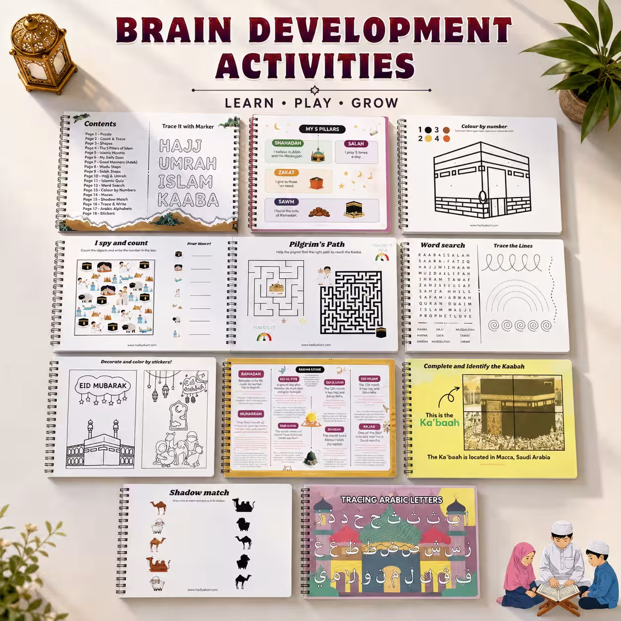 Little Muslim Deen, Hajj & Umrah Busy Books includes 10000+ Islamic Activity Worksheets for Free