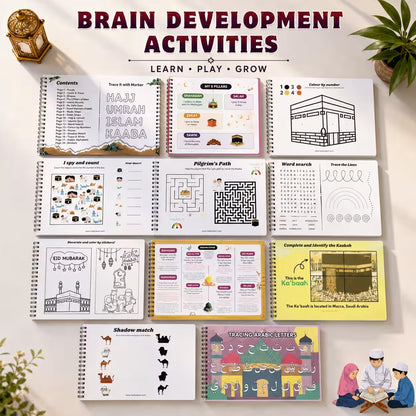 Little Muslim Deen, Hajj & Umrah Busy Books includes 10000+ Islamic Activity Worksheets for Free