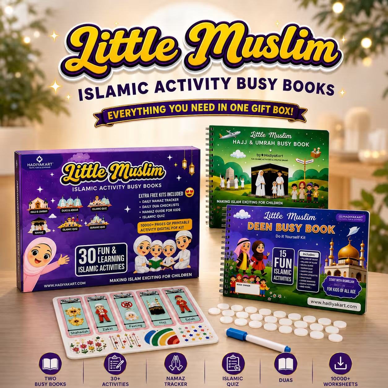 Little Muslim Deen, Hajj & Umrah Busy Books includes 10000+ Islamic Activity Worksheets for Free