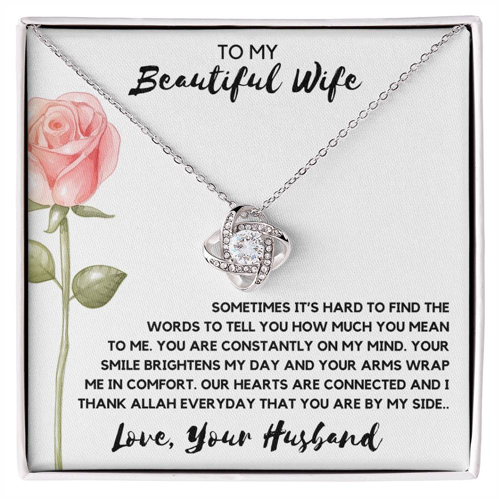 Thank Allah For You | Gift for Muslim Wife | Love Knot Necklace