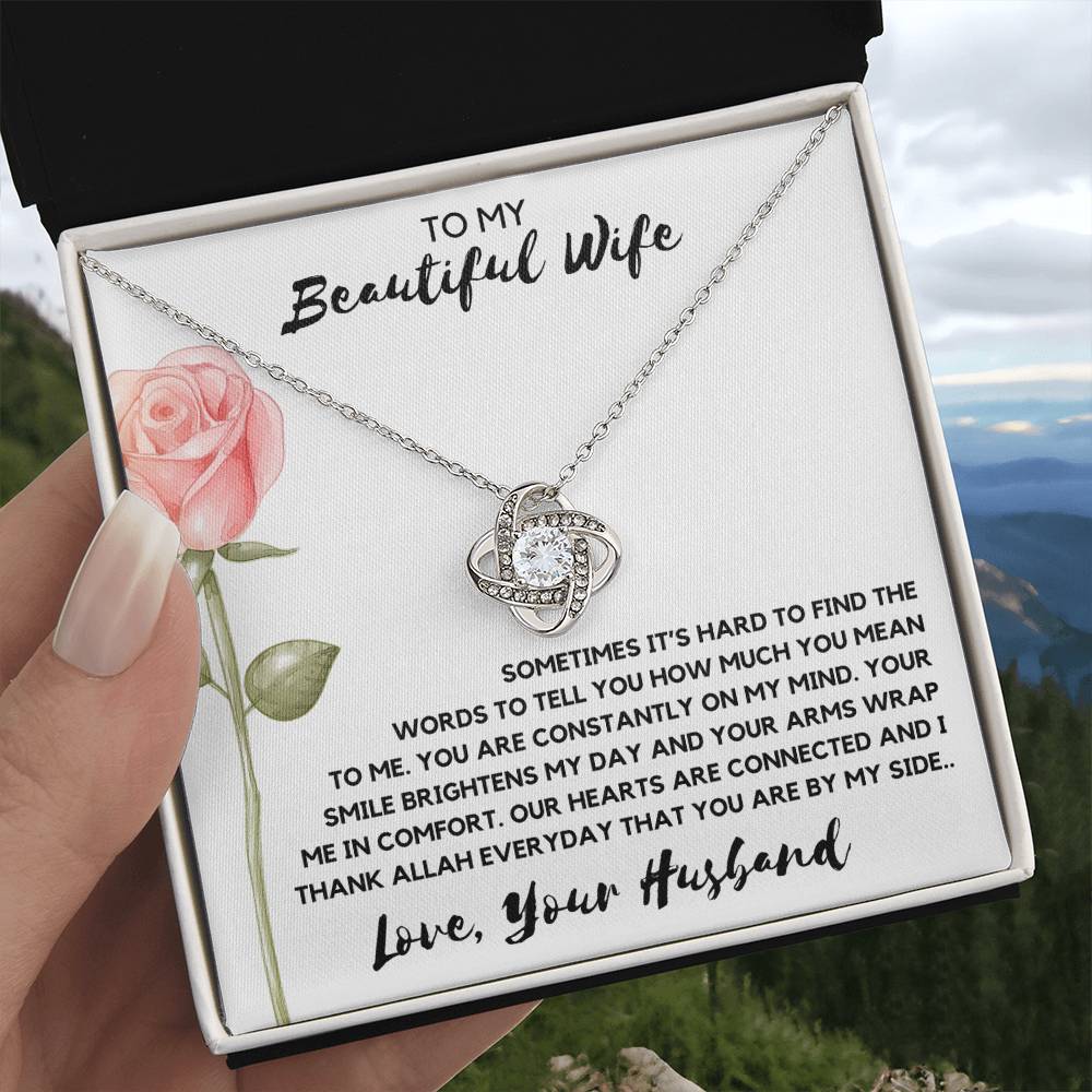 Thank Allah For You | Gift for Muslim Wife | Love Knot Necklace