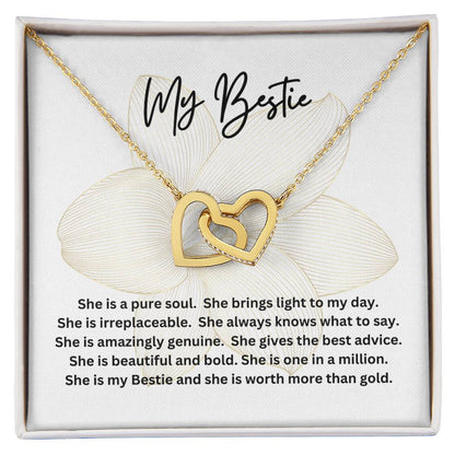 Poem for My Bestie with Interlocking Hearts Necklace