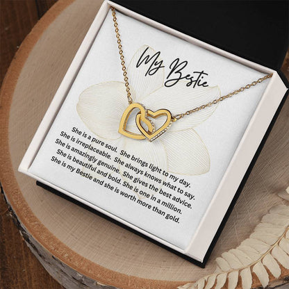 Poem for My Bestie with Interlocking Hearts Necklace