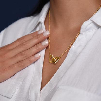 Poem for My Bestie with Interlocking Hearts Necklace