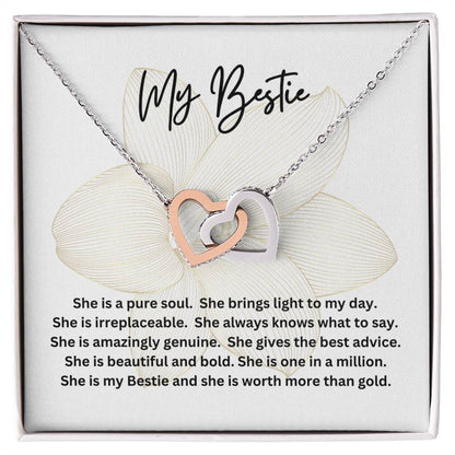Poem for My Bestie with Interlocking Hearts Necklace