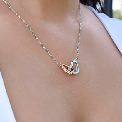 Poem for My Bestie with Interlocking Hearts Necklace