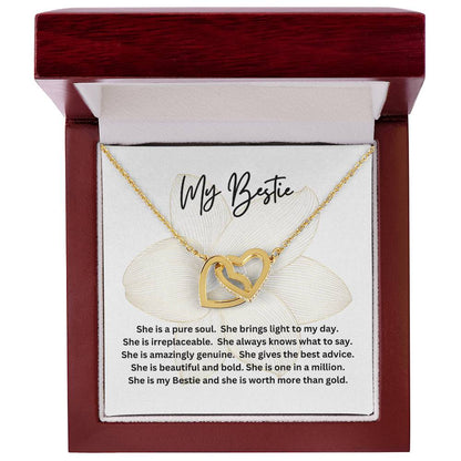 Poem for My Bestie with Interlocking Hearts Necklace