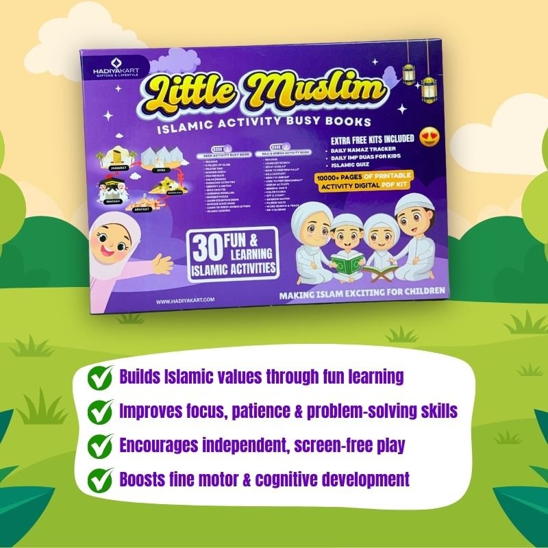 Little Muslim Deen, Hajj & Umrah Busy Books includes 10000+ Islamic Activity Worksheets for Free - HadiyaKart India