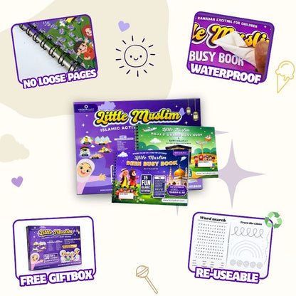 Little Muslim Deen, Hajj & Umrah Busy Books includes 10000+ Islamic Activity Worksheets for Free - HadiyaKart India