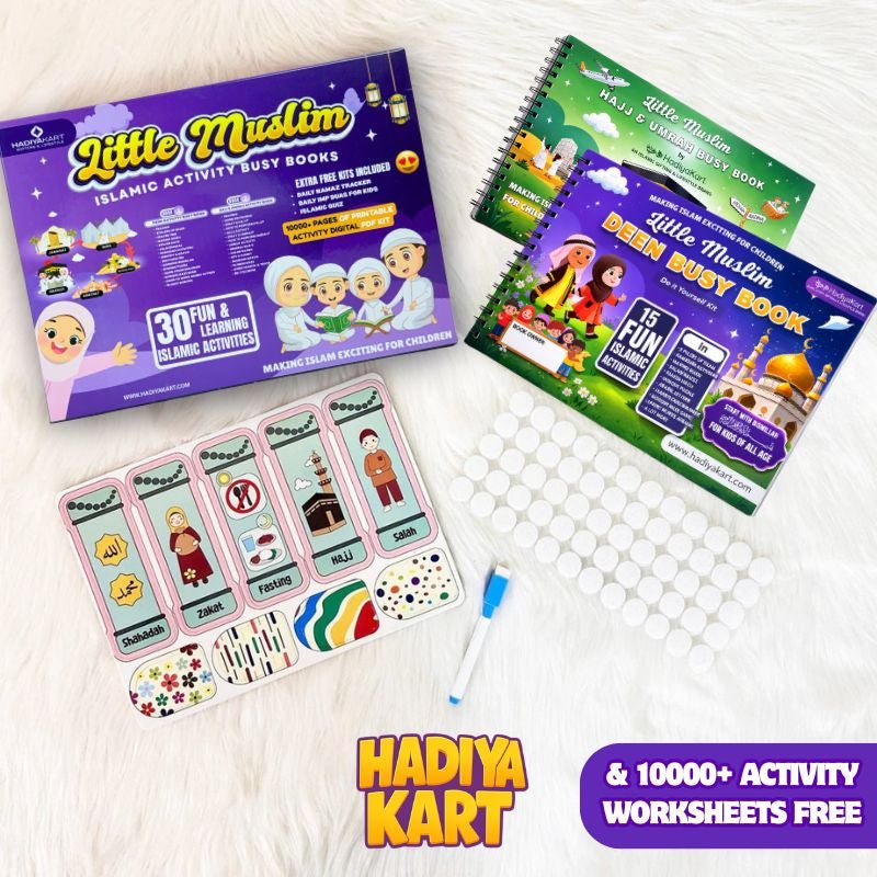 Little Muslim Deen, Hajj & Umrah Busy Books includes 10000+ Islamic Activity Worksheets for Free - HadiyaKart India