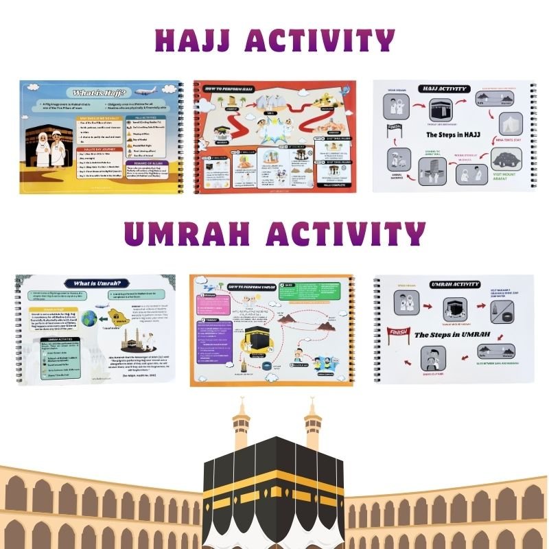 Little Muslim Deen, Hajj & Umrah Busy Books includes 10000+ Islamic Activity Worksheets for Free - HadiyaKart India